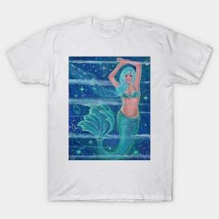 Gemma aqua mermaid by Renee Lavoie T-Shirt